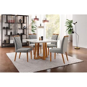 Sala de Jantar Moderna com 4 Cadeiras 1,20x0,90m - Hera - Requinte Salas