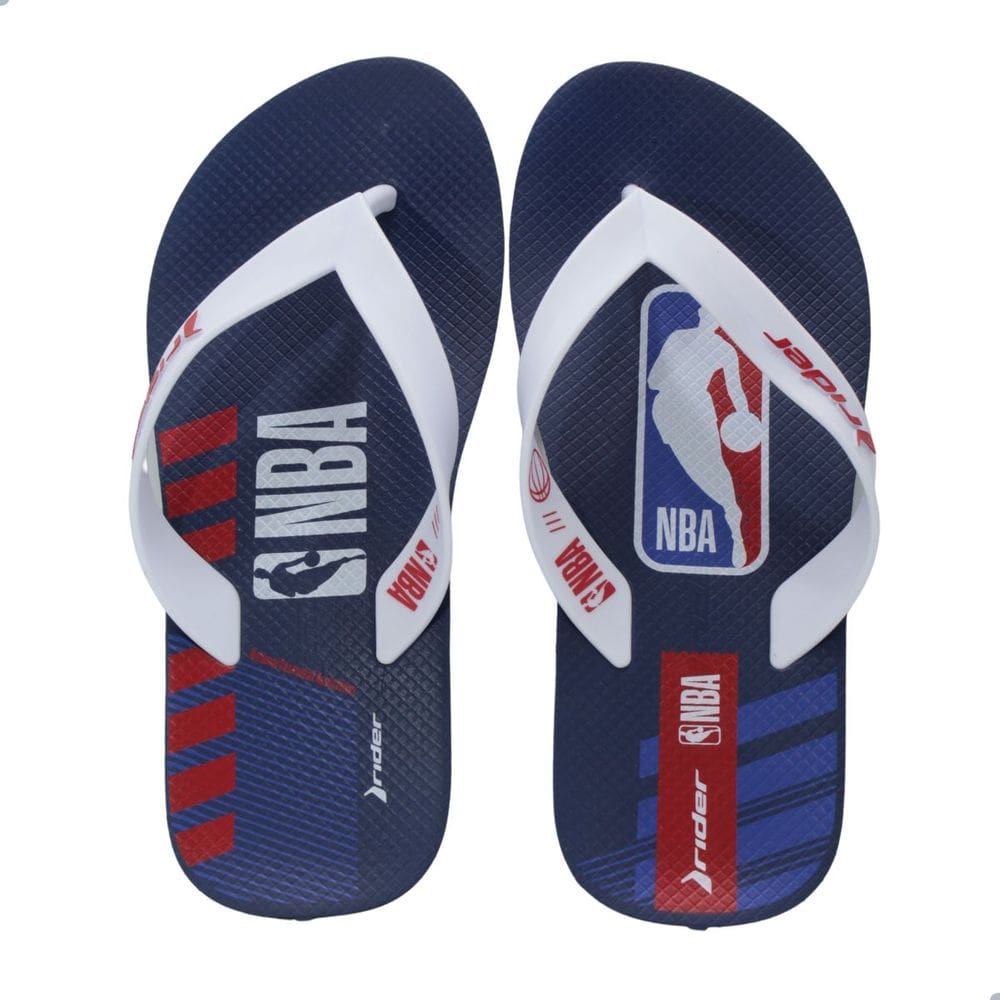 Chinelo Masculino Rider 12378 Feel NBA Azul Branco e Vermelho