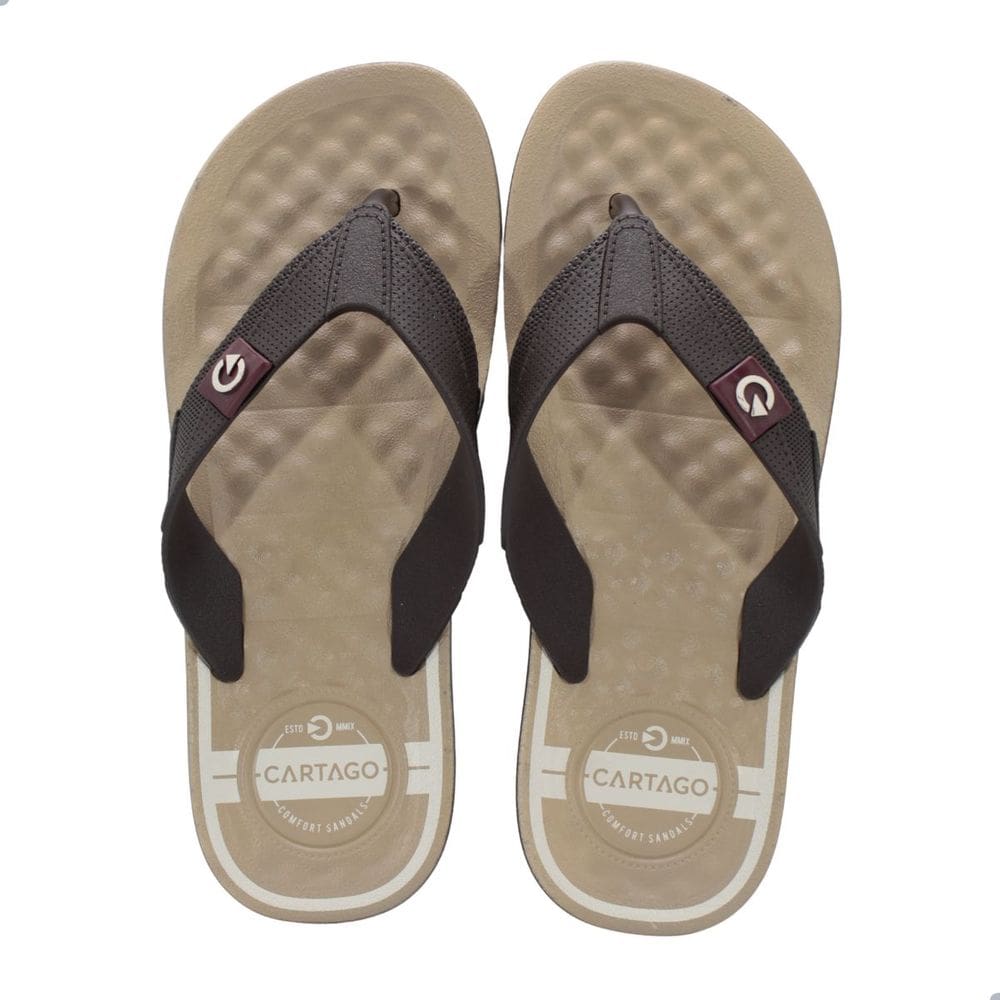 Chinelo Masculino Cartago Arizona Bege Marrom e Bordo