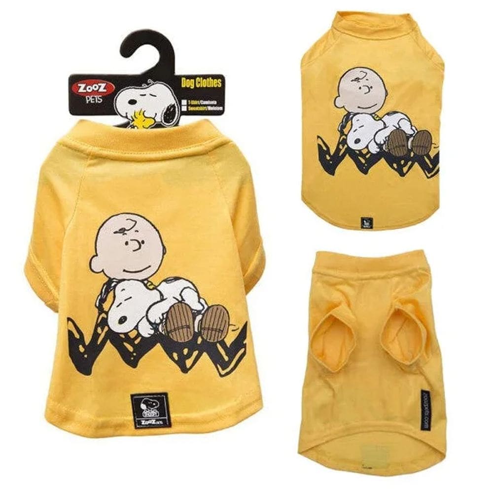 Roupinha para cães - Camiseta Snoopy e Charlie Brown Amarela Zooz Pets