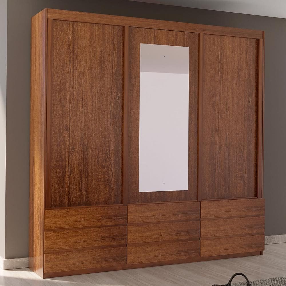 Guarda-Roupa ECO 07 Esp 100% MDF 3 Portas 9 Gav Bom Pastor