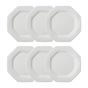 Jogo 6 Pratos Rasos Prisma Brancos 28 cm Porcelana Schmidt