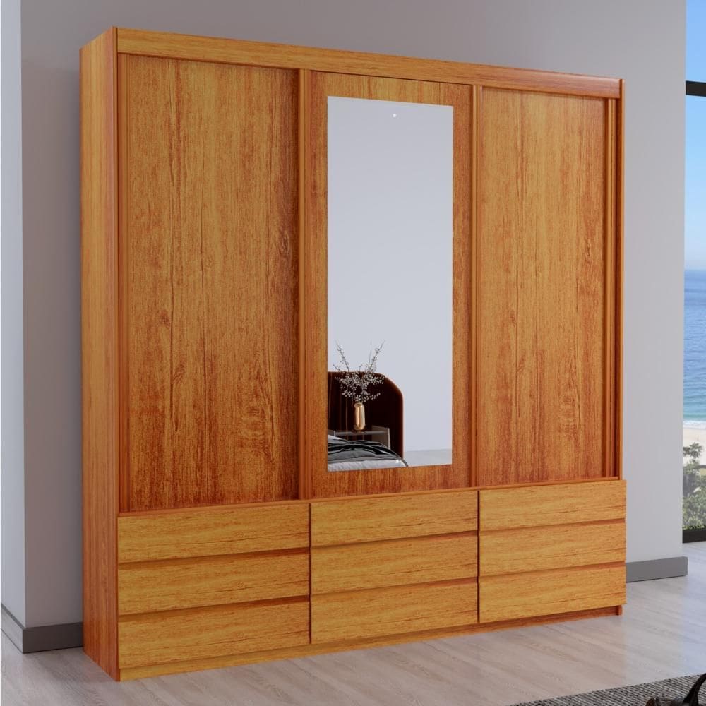 Guarda-Roupa ECO 07 Esp 100% MDF 3 Portas 9 Gav Bom Pastor