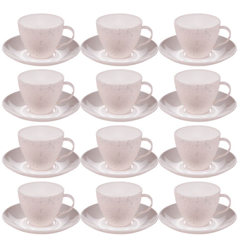 Xícara de café com pires 110ml Gourmet marmorizado com 12 unidades Plasutil ref.369