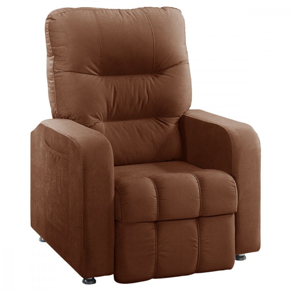Poltrona Do Papai Reclinavel Maldiva Tecido Veludo Terracota