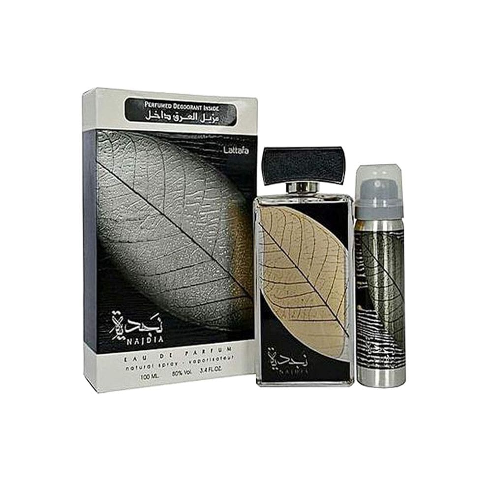 Perfume Lattafa Najdia em ouro Eau de Parfum 100mL para unissex