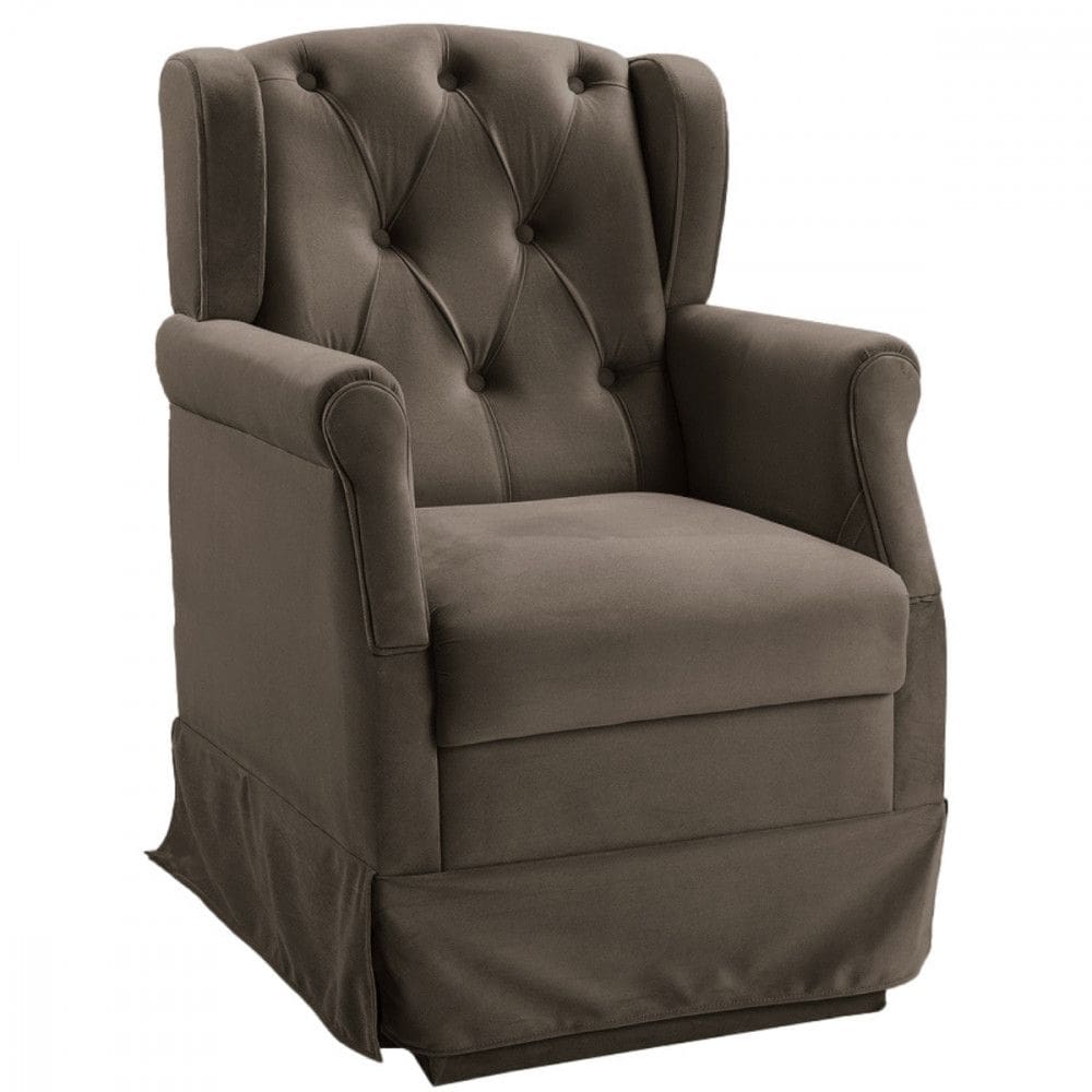 Poltrona De Amamentação Balanço Ternura Puff Suede Castor