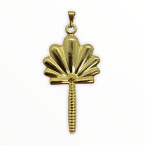 Pingente Abebê Oxum 5,4 Cm Em Metal Banhado Dourado 6506