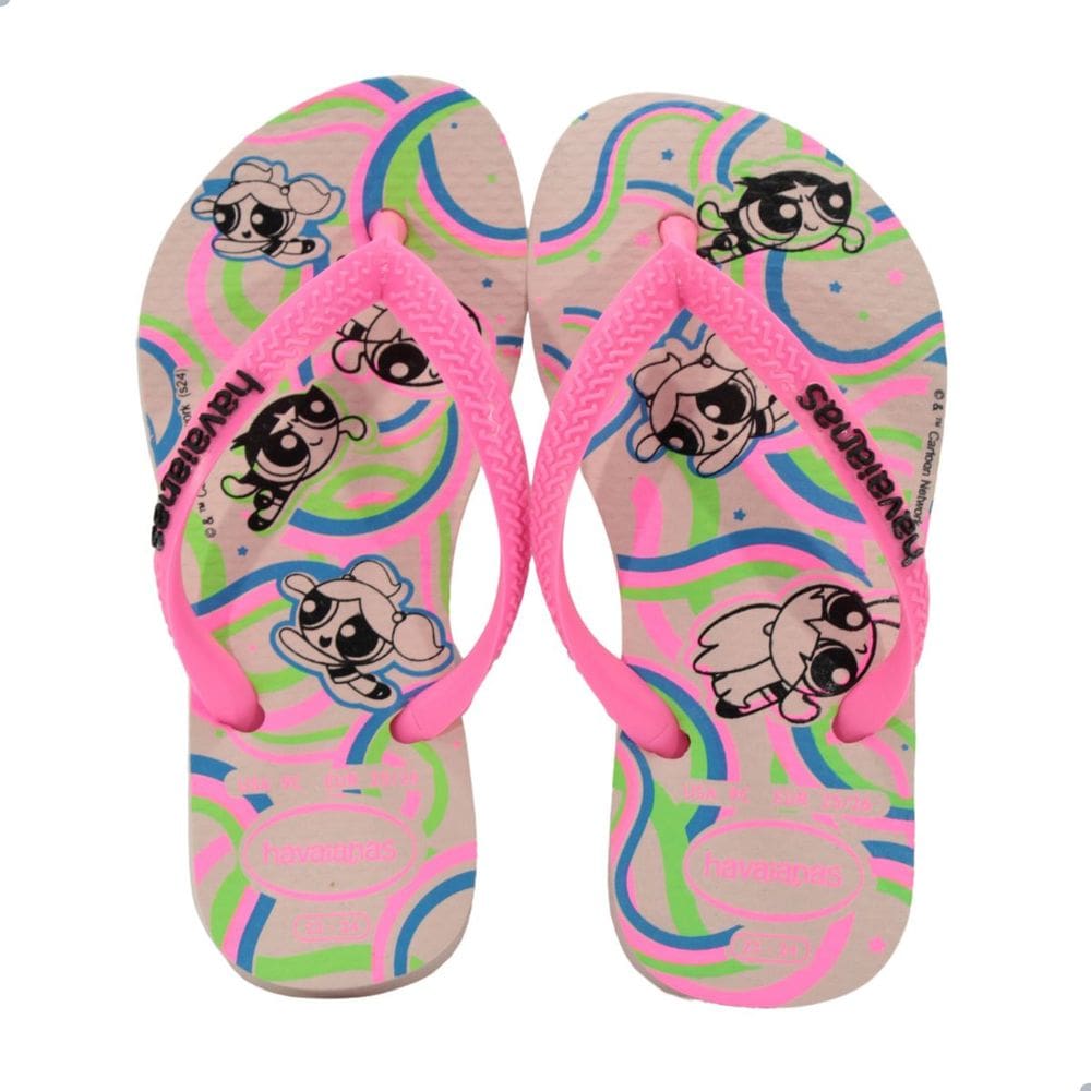 Chinelo Infantil Havaianas Kids Slim Powerpuff Meninas Super Poderosas Rosa Ballet