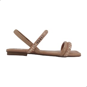 Sandália Rasteira Feminina Moleca 5462.111 Creme e Ouro Rose