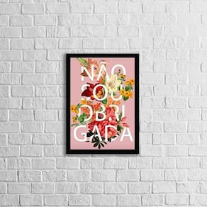 Quadro Não Sou Obrigada Fundo Rosa 33X24Cm - Moldura Preta