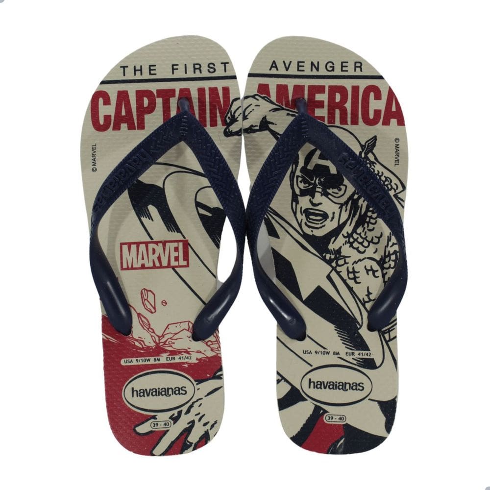 Chinelo Masculino Havaianas Top Marvel Logomania Bege Palha