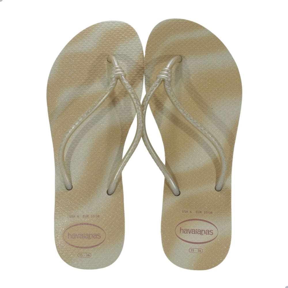 Chinelo Feminino Havaianas Tube Gloss Fc Bege Palha