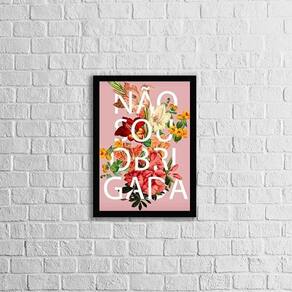 Quadro Não Sou Obrigada Fundo Rosa 33X24Cm - Moldura Preta