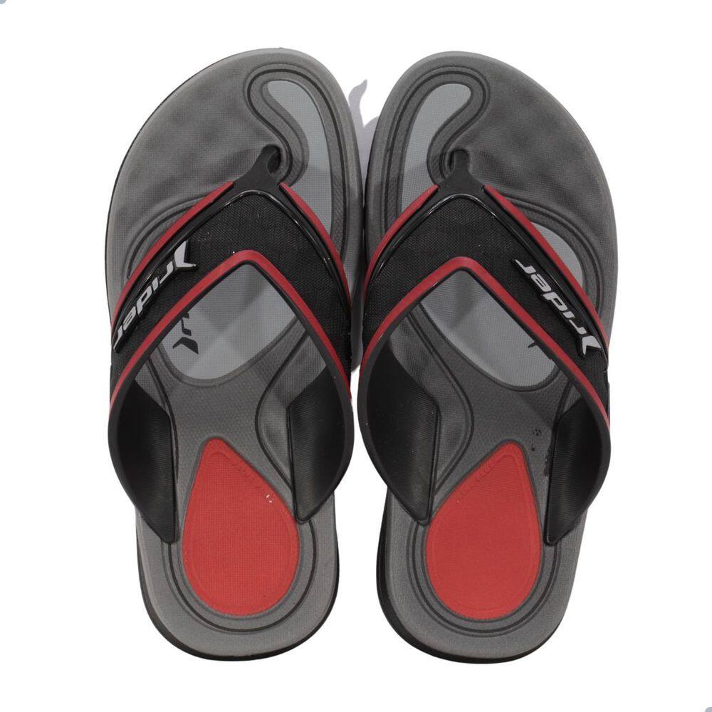 Chinelo Infantil Rider R Line Plus Preto Vermelho e Cinza