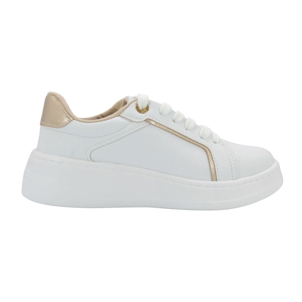 Tênis Feminino Modare Napa Floather Nature Metalizado Branco e Dourado