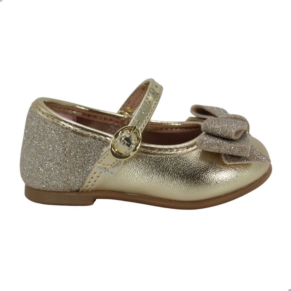 Sapatilha Bebe Molekinha Metalizado Premium Glitter Mini Shin Dourado