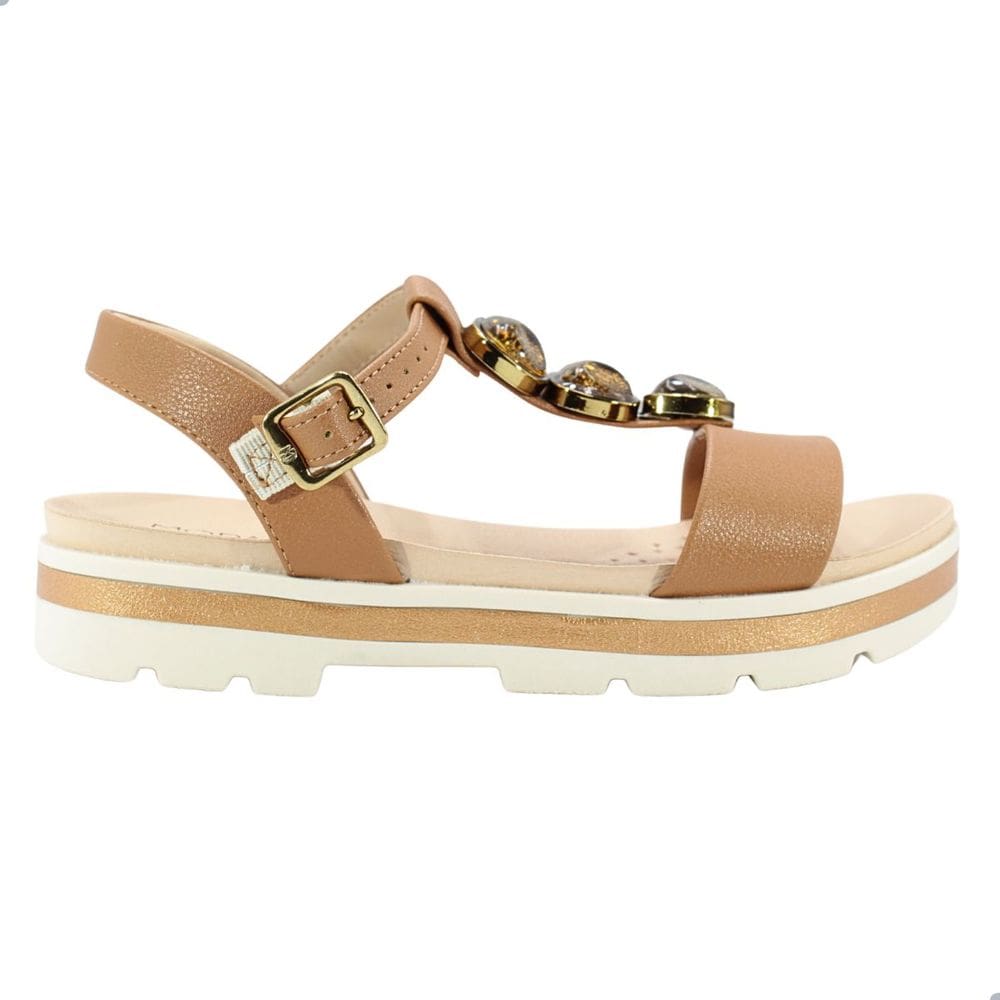 Sandália Feminino Modare 7132.155 Napa Floather Nature Metaliz London Camel
