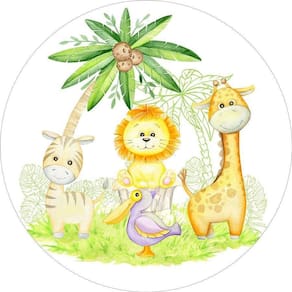 Painel Redondo Tecido Sublimado 3D Safari Baby Frd-5697