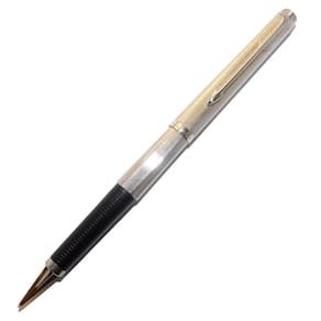 Caneta Tinteiro Parker 180 Folheada Prata Francesa Ouro 14K