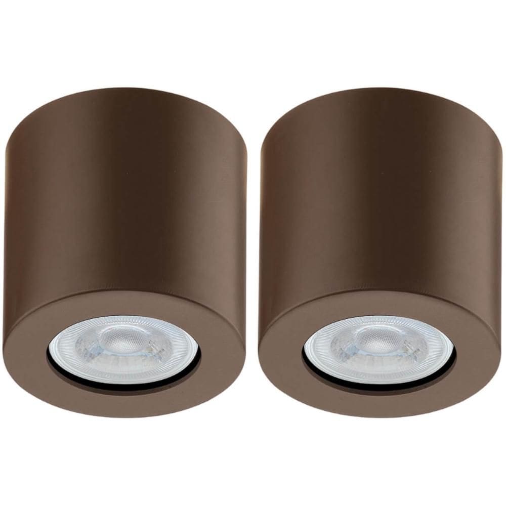 2 Luminárias de Sobrepor Spots Redondo de Teto Marrom Bivolt MR16 Dital Zoom Quartos Salas