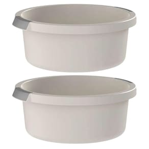 Kit 2 Bacias Flow 5L Bege com Pega Ergonômica Ou Resistentes para Lavanderia