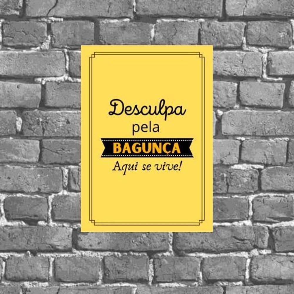 Placa Desculpa Pela Bagunça 18X27Cm