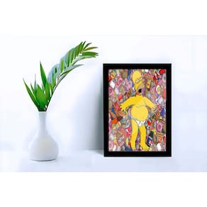 Quadro Decorativo Homer Ressaca C/ Moldura e Vidro 33x25 A4