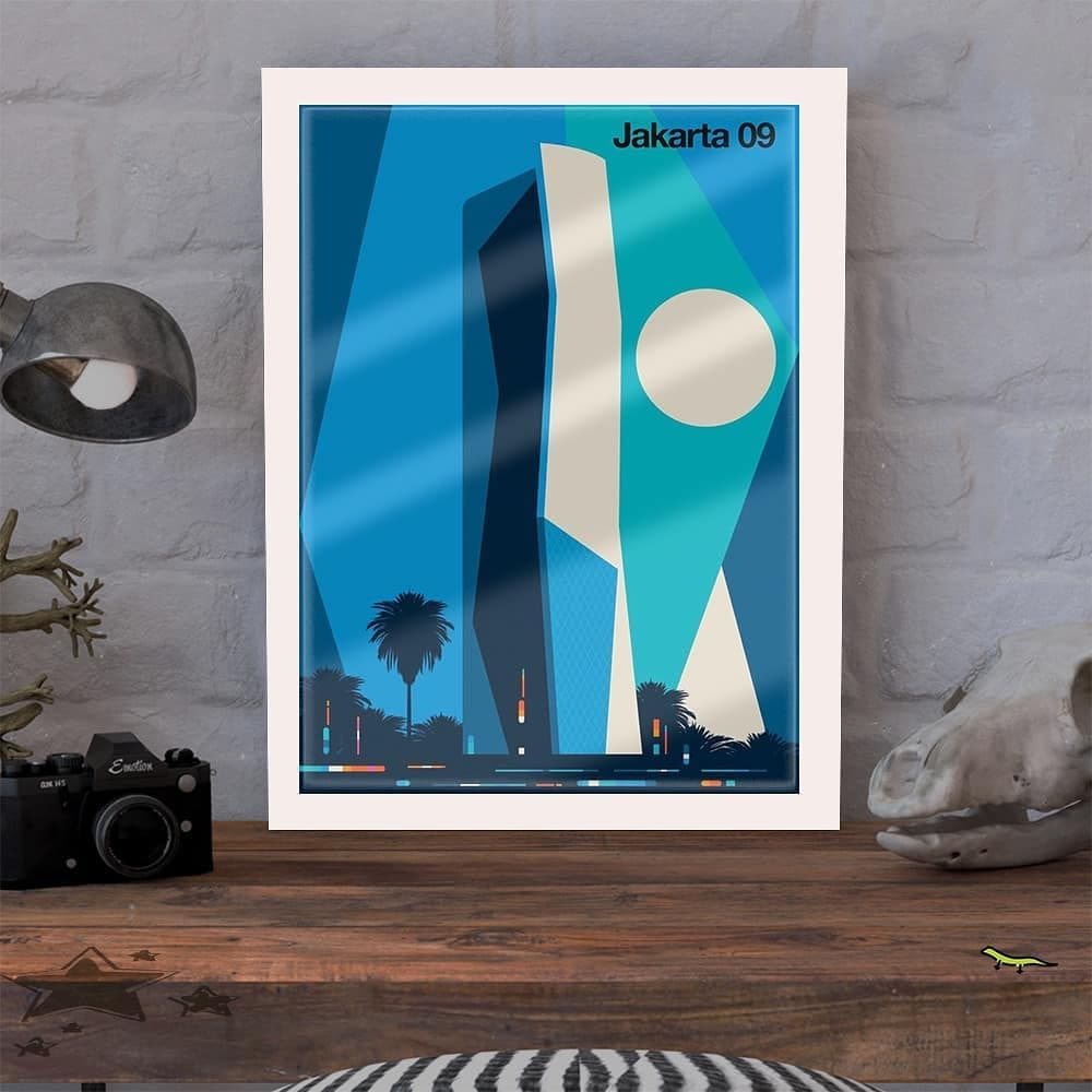 Quadro Decorativo Cidade Jakarta Pop Art C/ Vidro 33x25 Sala