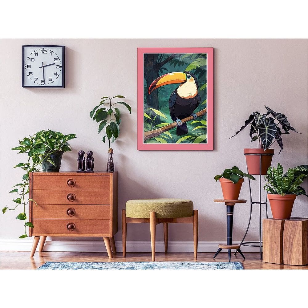 Quadro Decorativo Tucano Flora Sala Escritório + Vidro 33x25