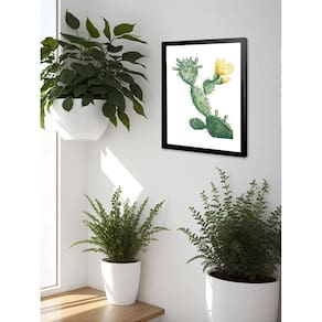 Quadro Decorativo Cacto Floral Sala Quarto + Vidro A4