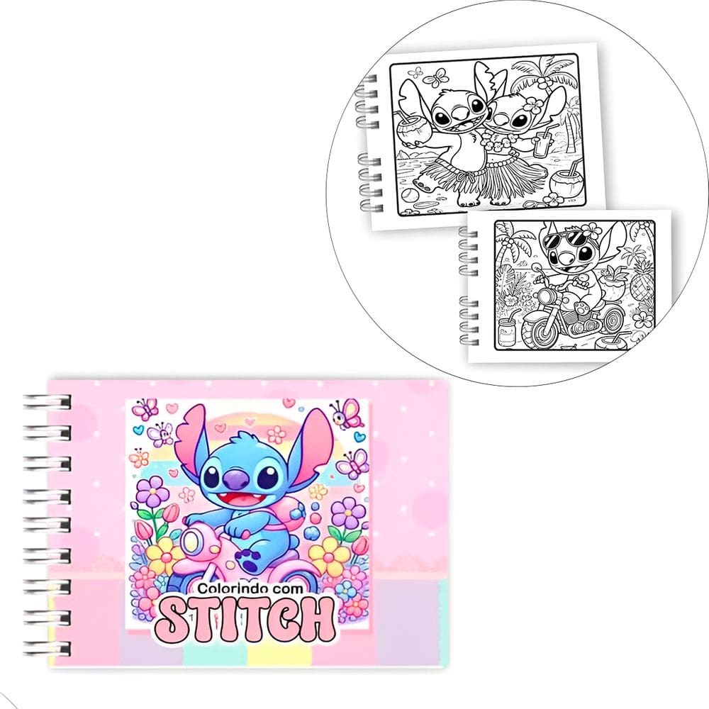 Livrinho Colorir Colorindo com Stitch Capa Dura Rosa