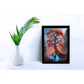 Quadro Decorativo Árvore de Outono C/ Moldura e Vidro 33x25