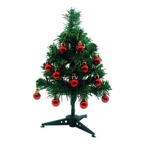Mini Árvore Natal Decorada Com Bolinhas Vermelhas 30cm
