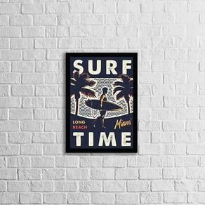 Quadro Surf Time 33X24Cm - Com Vidro Moldura Preta