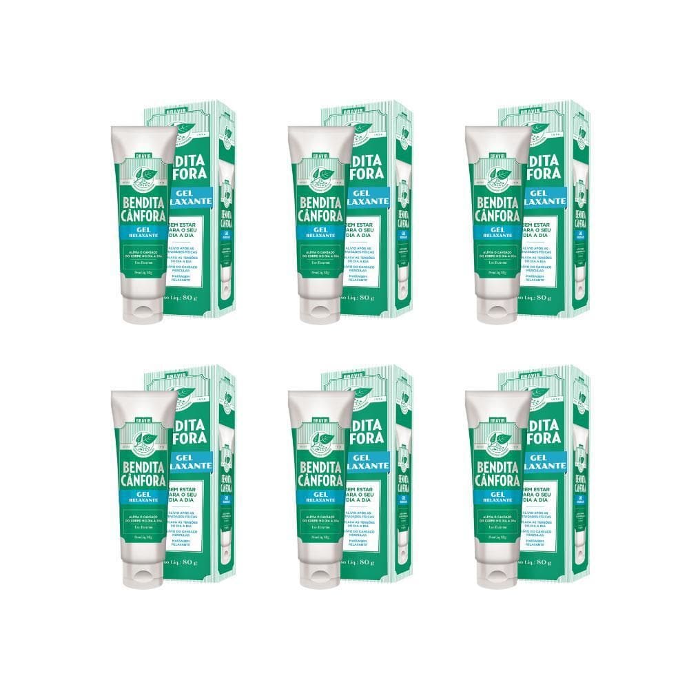 Bendita Cânfora Gel Relaxante 80G Kit Com 6