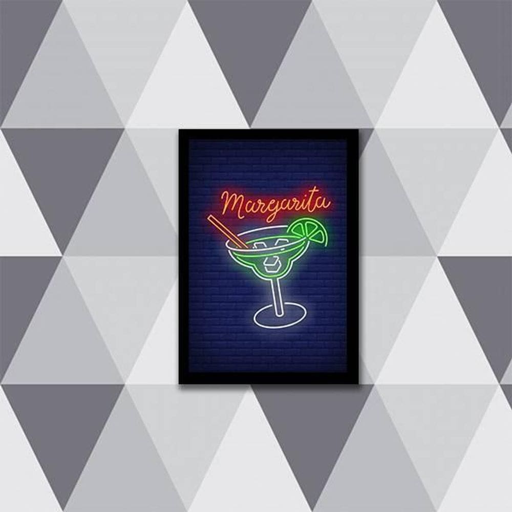 Quadro Decorativo Margarita Simulando Neon 33X24Cm Preta