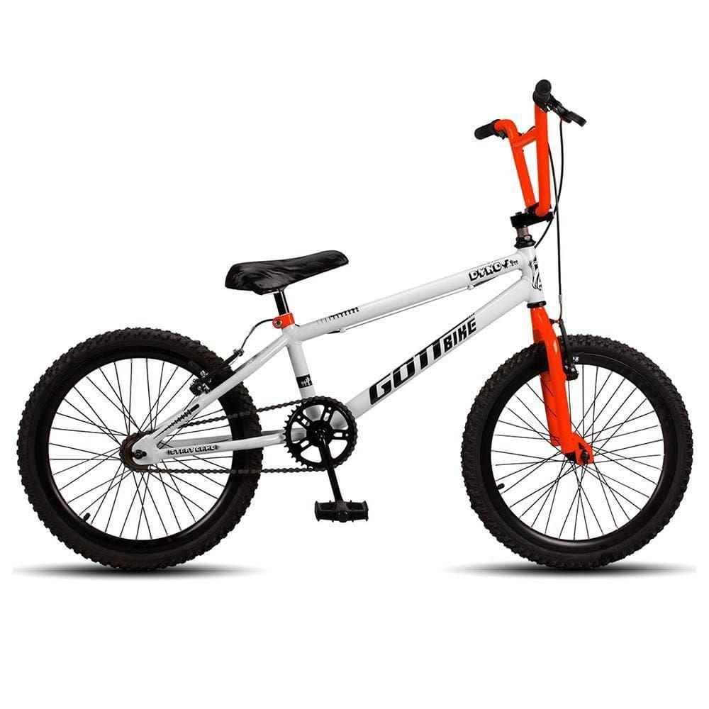 Bicicleta Infantil Aro 20 Bmx Freio V-brake Branco E Laranja Gottbike
