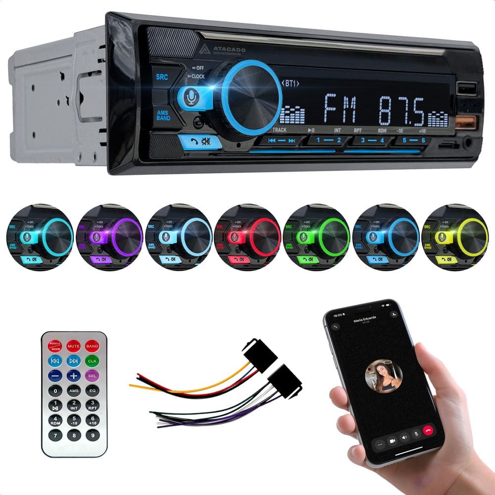 Radio para carro bluetooth Aparelho de som Automotivo 7 Cores de LED 4x50W LE-6841