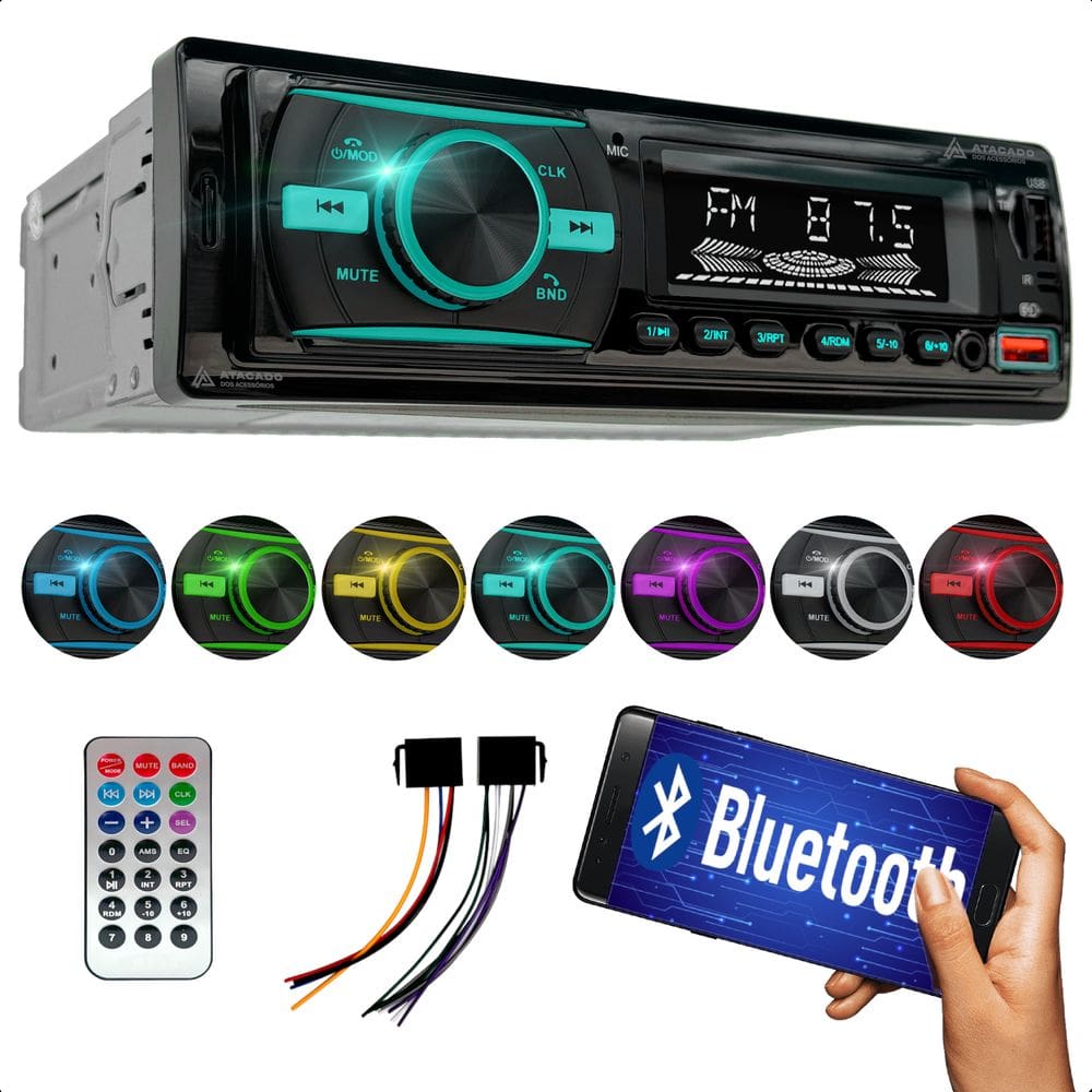 Radio para carro bluetooth Aparelho de som Automotivo 7 Cores de LED 4x50W LE-6842