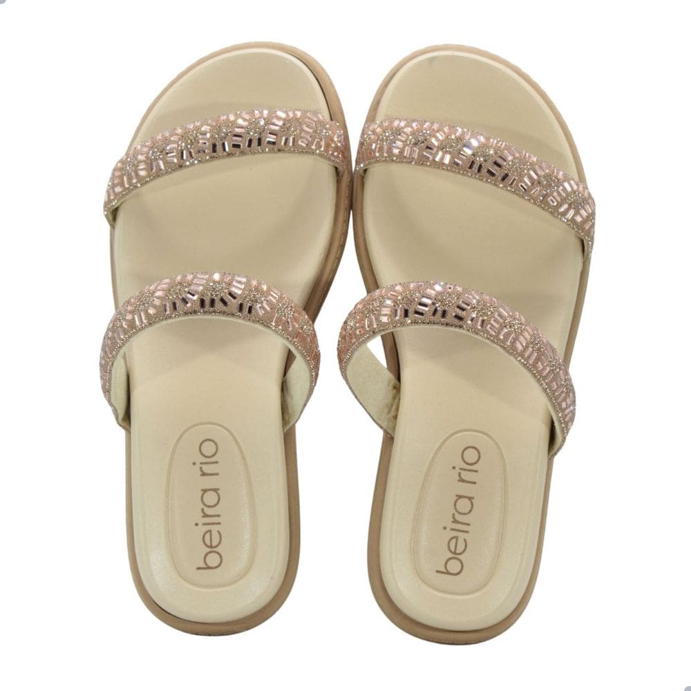 Tamanco Feminino Beira Rio Tira Pronta Ibiza Creme Light Peach Champanhe