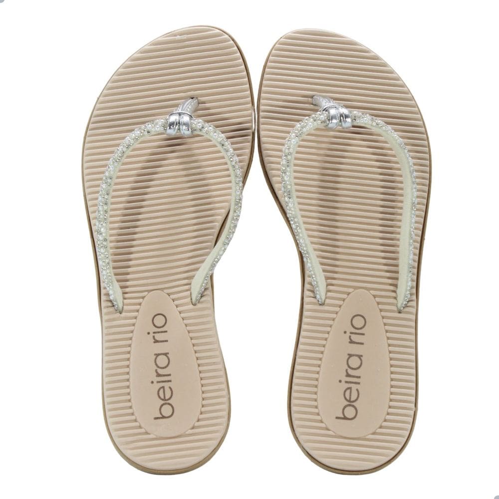 Tamanco Feminino Beira Rio Tira Pronta Ostra Prata Cristal Branco Furtacor