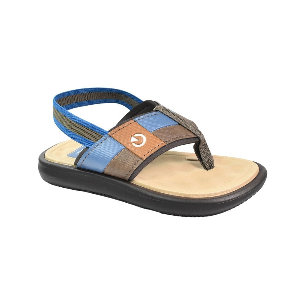 Sandália Cartago Infantil Elástico Marrom Castor Azul