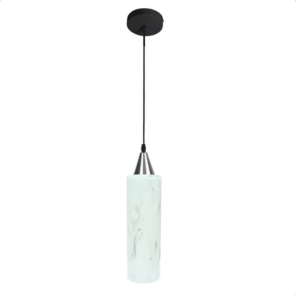 Lustre Pendente Taschibra Anne Murano Leitoso Transparente E27 Bivolt Prata
