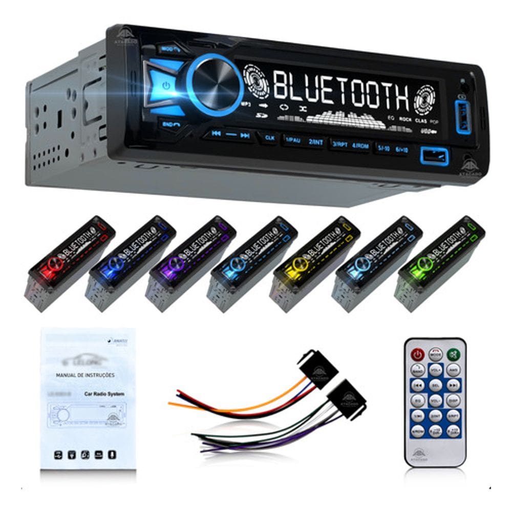 Radio Automotivo Bluetooth Aparelho de Som MP3 para carro