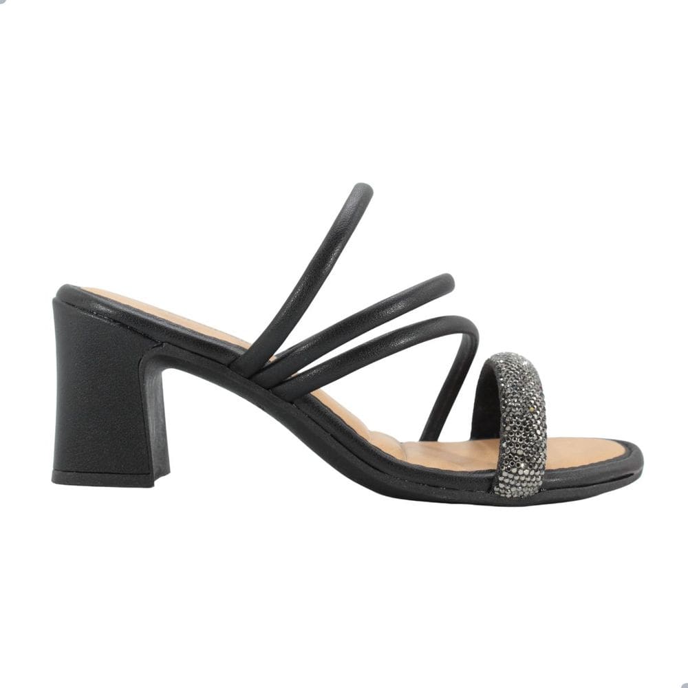 Tamanco Feminino Mississipi Salto Bloco Enfeite Pewter Rives Preto