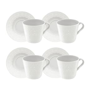 Conjunto 4 Xícaras e Pires para Chá Porcelana Decorada Alicia 180ml - Tramontina