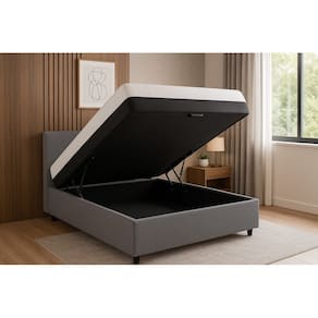 Cama Box Baú + Colchão Espuma D45 Suede Cinza 17x138x188cm