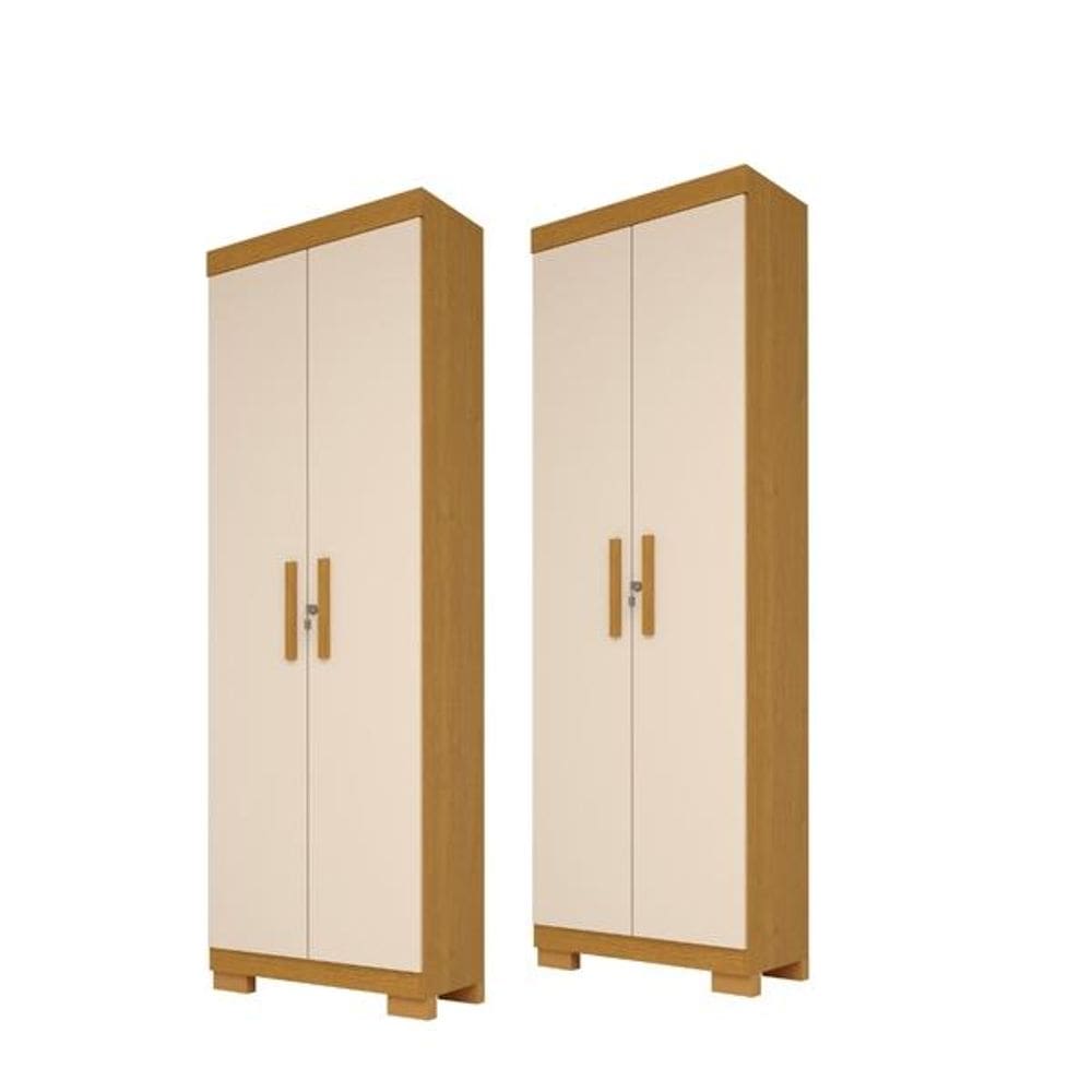 Kit 2 Armário Multiuso Israel 2 Portas com Chave 100% MDF – Linhamobília