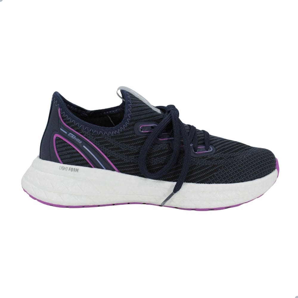 Tênis Feminino Actvitta Esportivo Solado Light Foam Conforto Grafite e Roxo